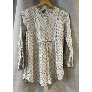 Aerie White Flannel Blue Floral Cottagecore‎ Ruffle Button Nightgown Nightie XS